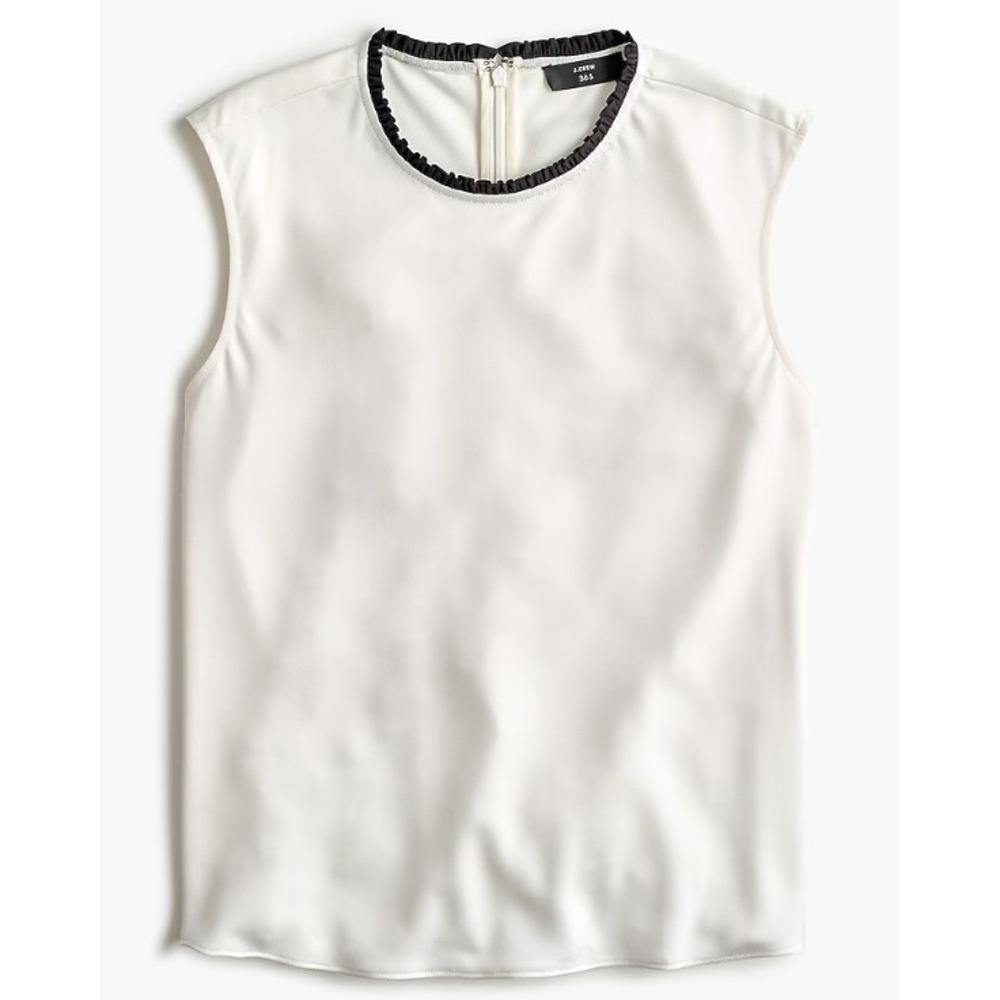 J. Crew 365 White Black Trim Sleeveless Shell Top‎ Women's Size Medium